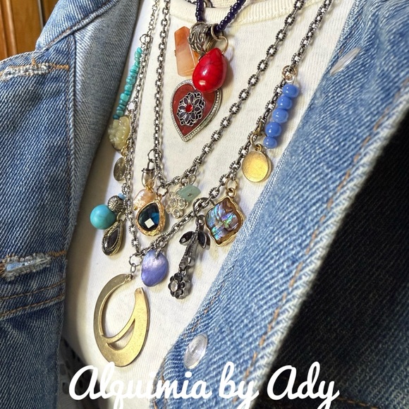 Alquimia Jewelry - Multi charms layered turquoise necklace
